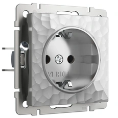 Изображение Розетка с заземлением и шторками Hammer (серебряный) W1271106