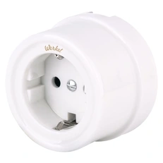 Изображение Розетка с заземлением (белый) Ретро W5671001