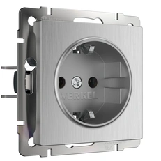 Изображение Розетка с заземлением (cеребряный рифленый) W1171009